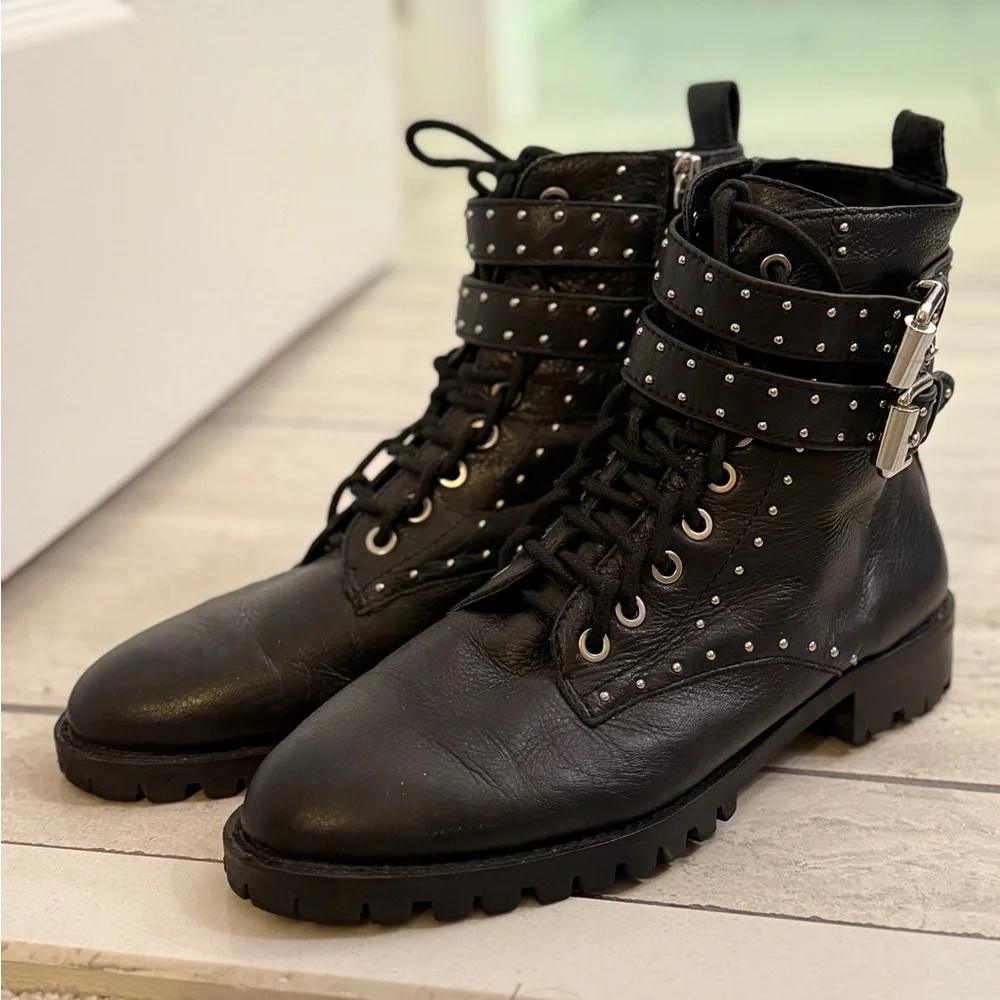 Rebecca Minkoff - Black Studded Leather Ankle Boots - size 8.5 - Picture 2 of 11